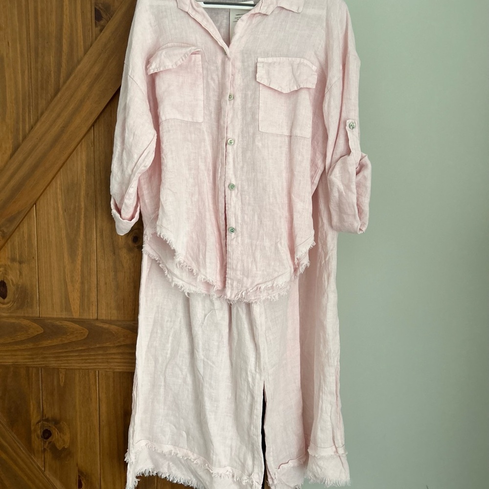 Pink Linen Shirt and Pant Set